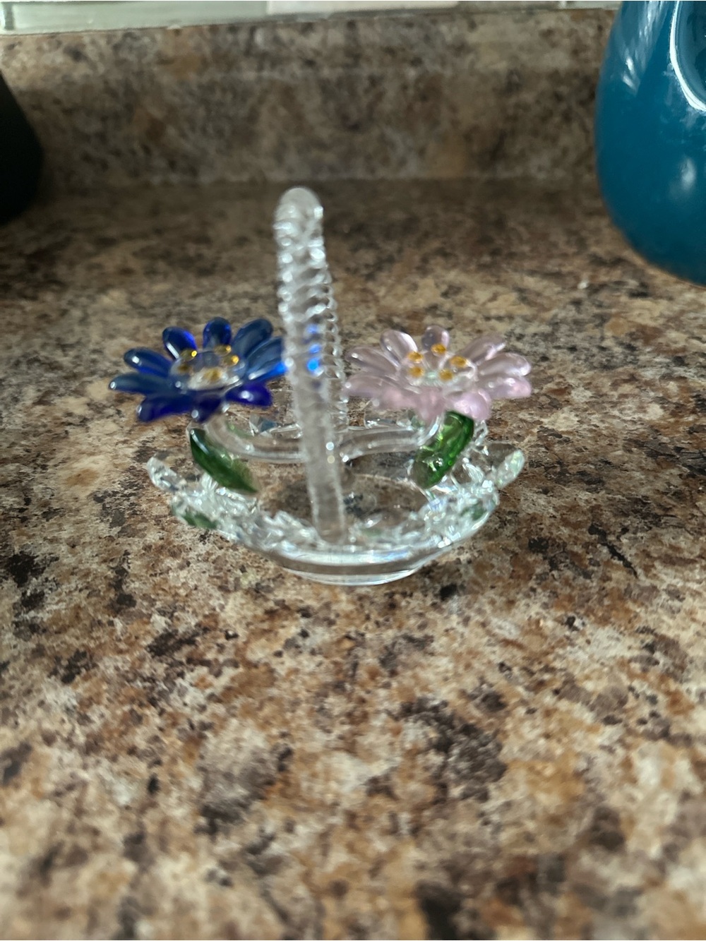 Small crystal daisies in a basket